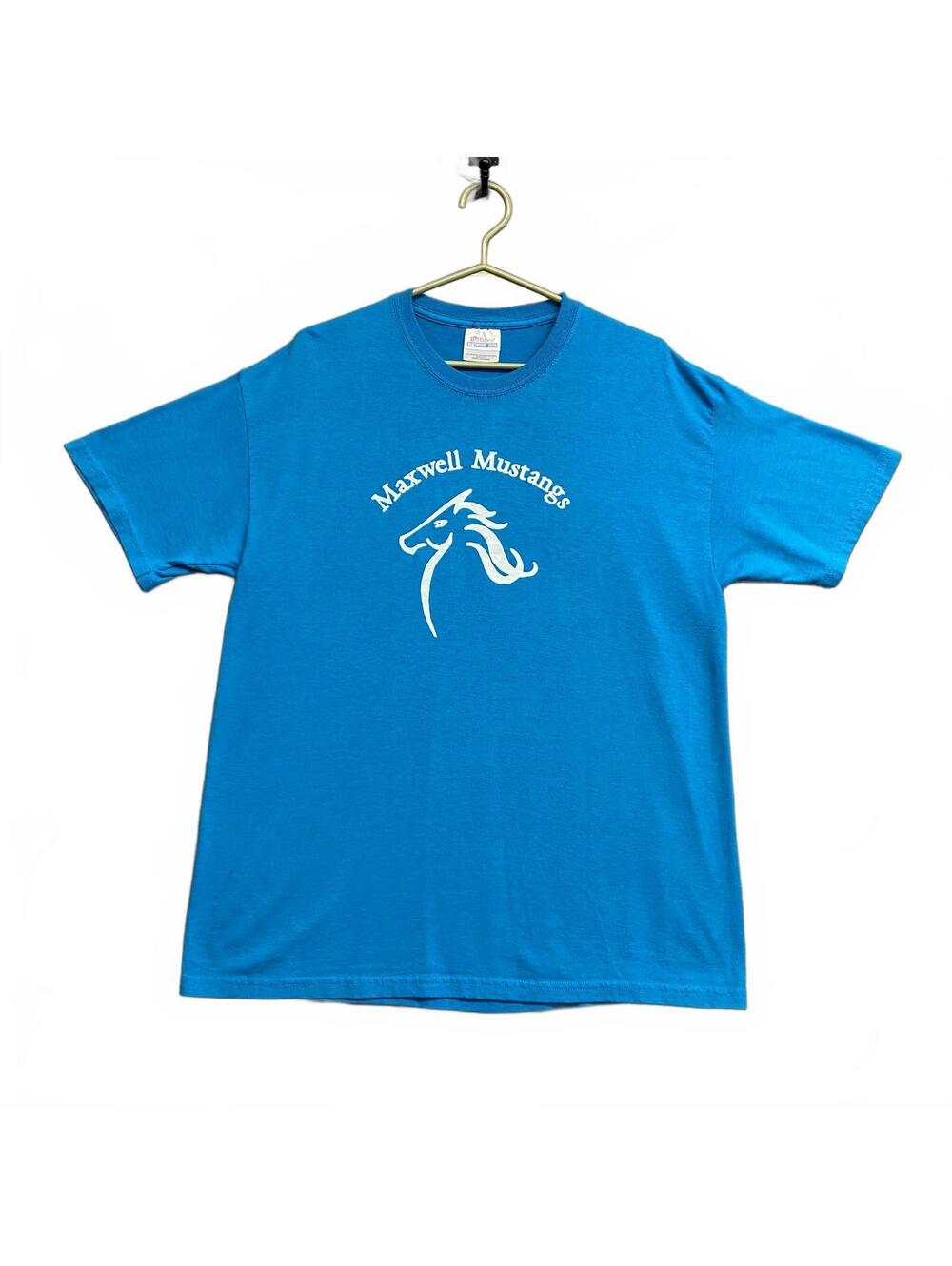 Vintage 90's Maxwell Mustangs Blue Graphic T-Shirt on Hanes Heavyweight Tag L